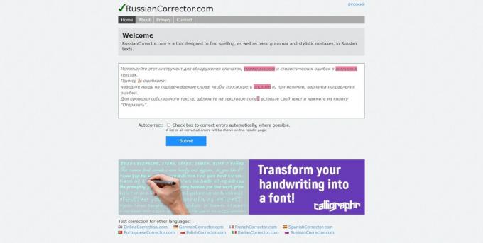 Çevrimiçi noktalama denetleyicisi: RussianCorrector.com
