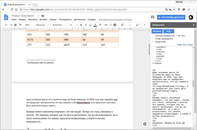 Google Dokümanlar eklentileri: GD2md-html
