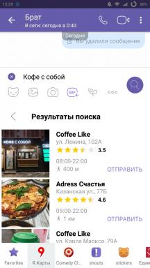Viber coğrafi konumu göndermek ve Yandex" imkanları aramak için çıktı. haritalar »