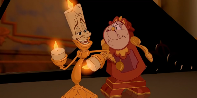 Orijinal karikatür 1991 den Lumiere ve Cogsworth