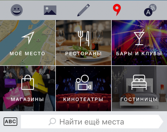 "Yandex. Klavye ": Harita paneli