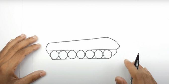 Bir tank nasıl çizilir: bir tırtıl ekleyin