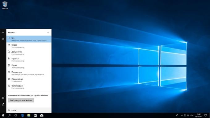 Windows 10'a arama. Filtre arama sonuçları