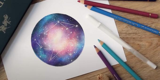 Renkli kalemler ile uzay çizimi