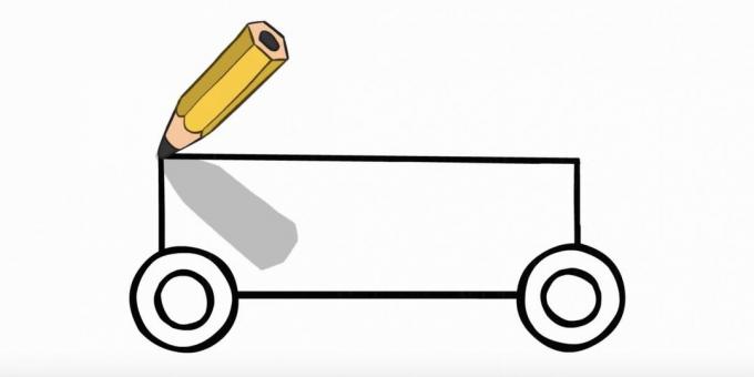 Bir polis arabası nasıl çizilir: tekerlekleri yukarı ve aşağıya bağlayın