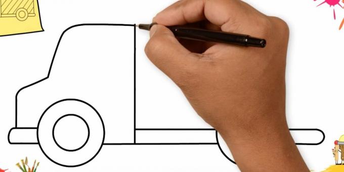 Bir kamyon nasıl çizilir: arabanın önünü çizin