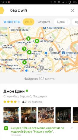 "Yandex. Kentin" Harita: Arama wi-fi