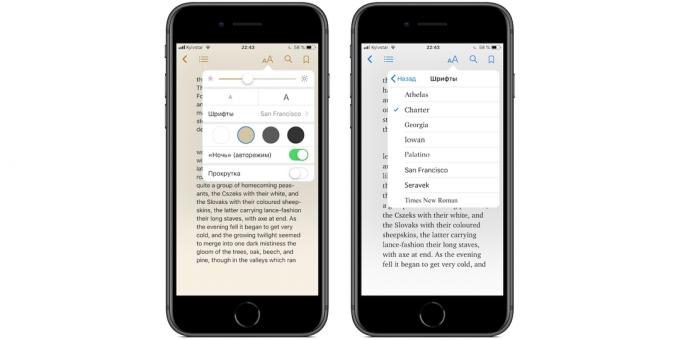 iPhone ve iPad'de iBooks: ayar düzeni
