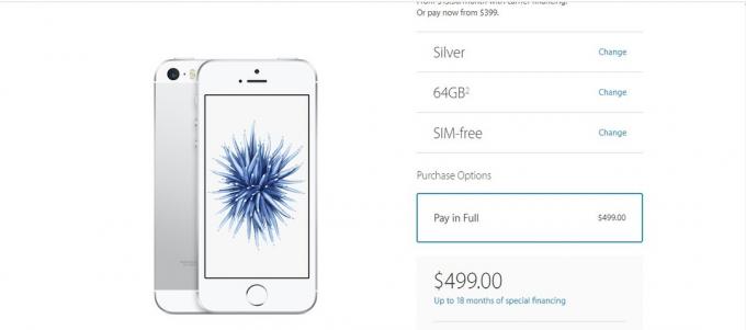 Apple.com web sitesinde iPhone SE Maliyet