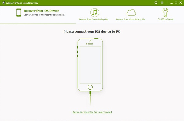 iSkysoft iPhone Veri Kurtarma: PC'de Bağlan akıllı telefon