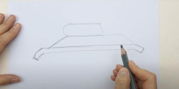 Bir tank nasıl çizilir: üst kısmın ana hatlarını çizin 