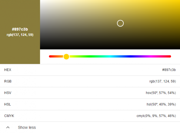 Google aramasında renk paleti