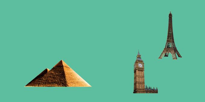 Cheops Piramidi, Eyfel Kulesi, Big Ben