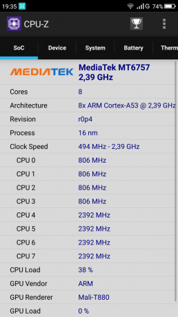 Umidigi S: CPU-Z işlemcisi