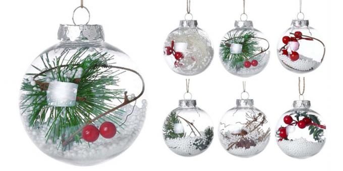 AliExpress Noel oyuncaklar: kar ve çilek ile topları