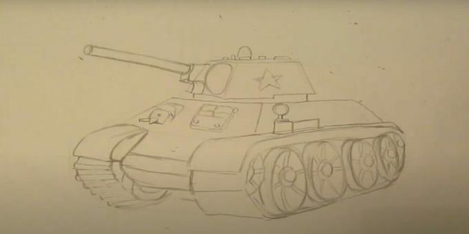 Bir tank nasıl çizilir: tekerlekleri çizin