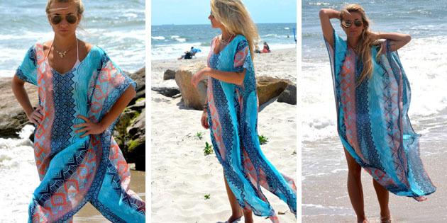 Plaj Elbise: geometrik baskılar Elbise