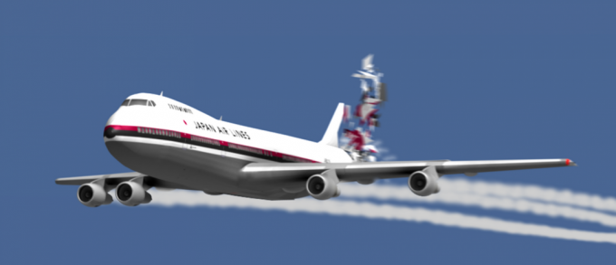 1985 yılında Tokyo'da üzerinde kaza Boeing 747 Bilgisayar rekonstrüksiyonu