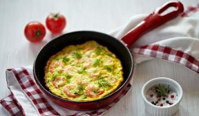Karides ve pırasa ile omlet