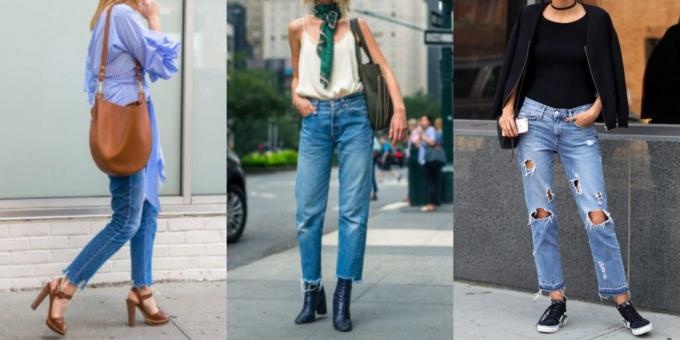 en moda bayan pantolonları: çiğ alt kenarı ile kot