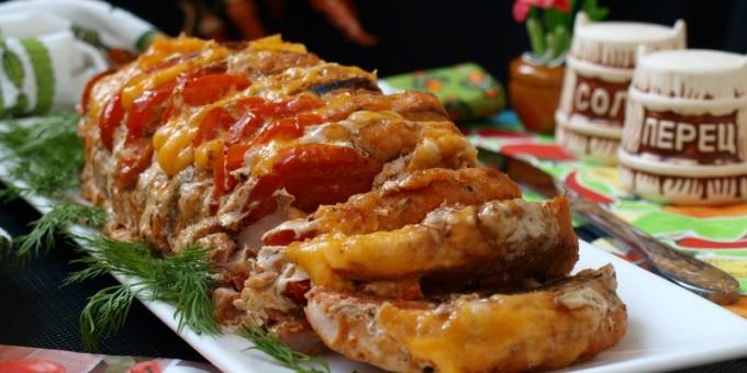 sebze ve peynir ile Domuz-akordeon: fırında et pişirmek için nasıl