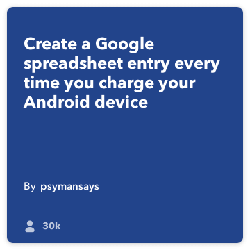 IFTTT Tarif: Giriş Eğer bir Google e telefonunuzu şarj her zaman google-drive için android-pili bağlar