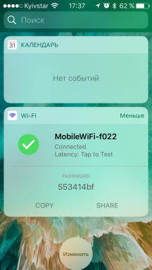 Kablosuz Araç iOS Kilit ekranında kablosuz ağ hakkında testleri ve bilgi gösterir