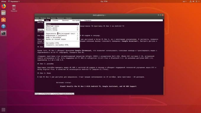 Linux terminali internette sörf sağlar