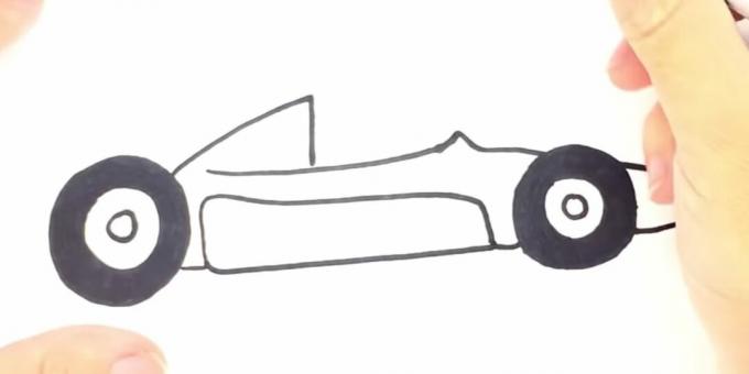 Bir yarış arabası nasıl çizilir: arabanın altını çizin