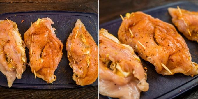 mantar meme ile pişmiş: doldurulmuş tavuk