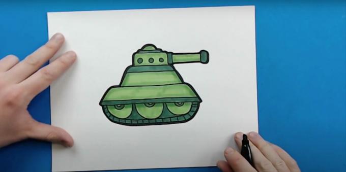 Bir tank nasıl çizilir: detayların üzerini boyayın ve tankı daire içine alın
