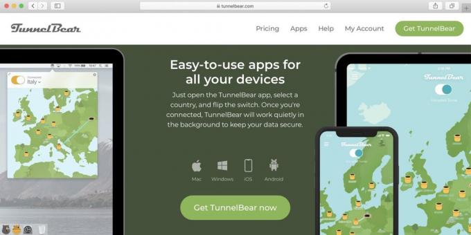 İyi PC, Android, iPhone için ücretsiz VPN - TunnelBear