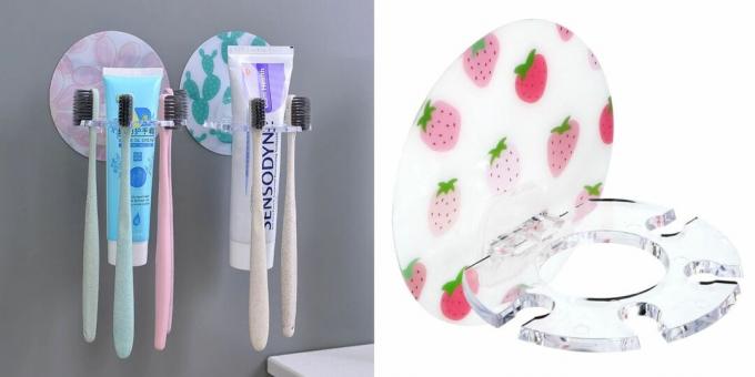 banyo organizatörleri: fırça ve diş macunu için tutucu