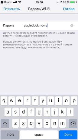 Yapılandırma Apple iPhone: Modem modu için unutulmaz bir parola yüklemek