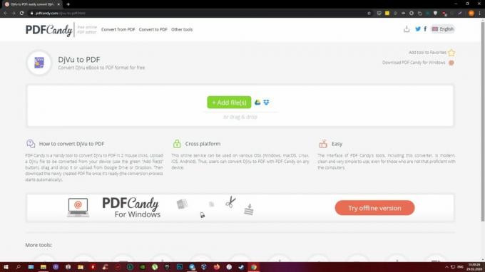 DjVu'yu çevrimiçi olarak PDF'ye dönüştürün: PDFCandy