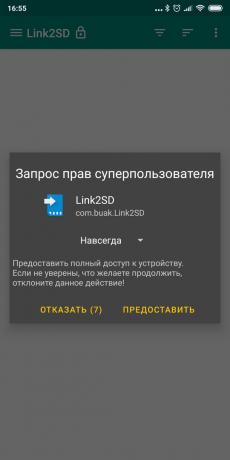 Kök-Kök izinleri için talep Link2SD
