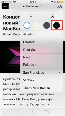 iPhone'da Safari Karanlık modu: Karanlık teması seçin