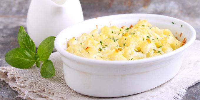 ekşi krema, mayonez ve yumurta ile fırında Karnabahar: En iyi tarifi