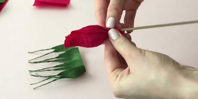 DIY şeker buketi: tomurcuğu yapıştırın