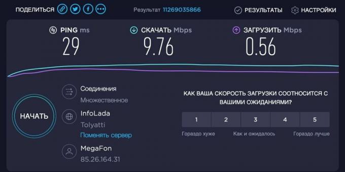 Mobil İnternet "MegaFon": İnternet hızı