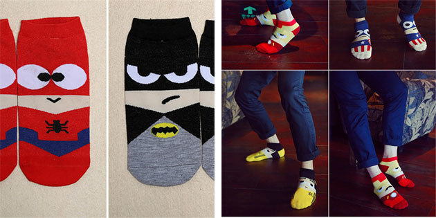 Güzel çorap: süper kahramanlarla Erkek çorapları