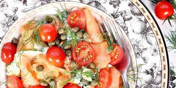 kırmızı balık, Kapari ve kiraz domates ile Salata