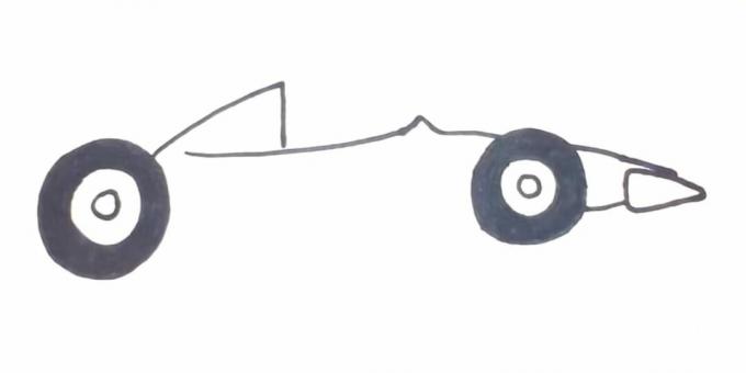 Bir yarış arabası nasıl çizilir: ikinci bir tekerlek ekleyin