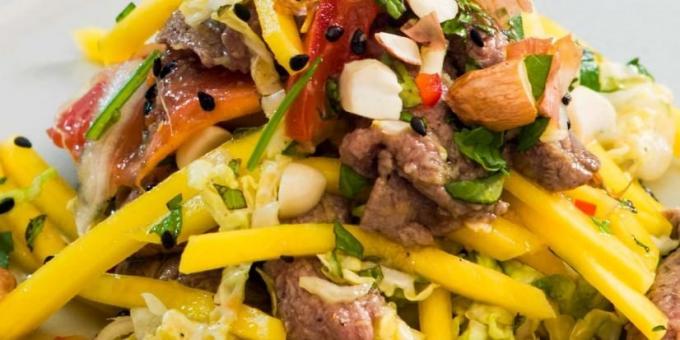 sığır, mango, nane ve fıstık ile Salata tarifi