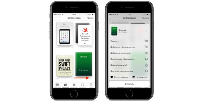 iPhone ve iPad'de iBooks: genişletilmiş menü