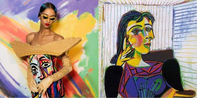 Moschino modeli ve Picasso "Dora Maar Portresi".