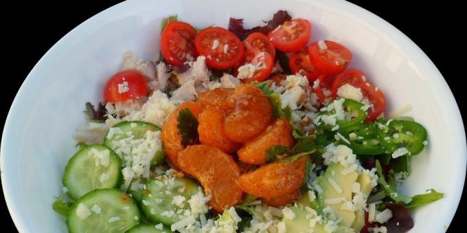 diyet salata: Tavuk ve mandalina ile Salata