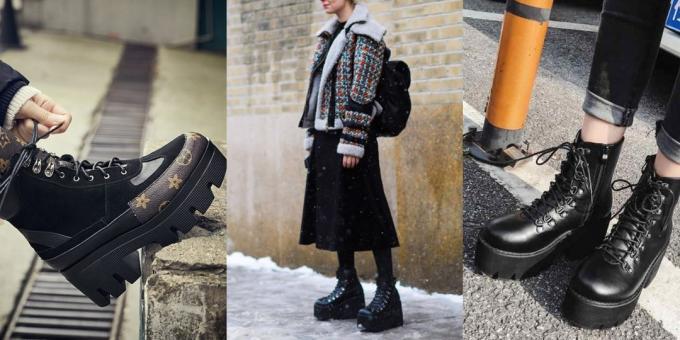 Şık kadın ayakkabıları Sonbahar-Kış 2019/2020: Yüksek platform çizmeler