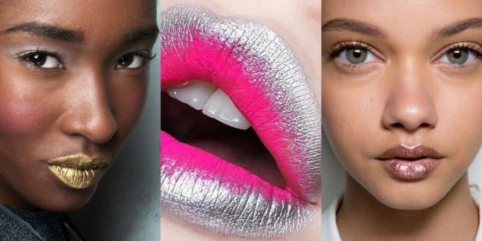 Yeni makyaj: dudaklar metalik renkler