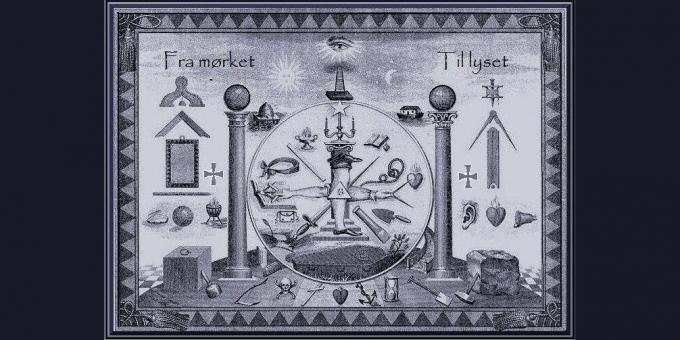 Masonlar kimlerdir: Masonların sembolleri. "Masonik Amblemler" kitabından bir illüstrasyon. İngiltere, 1854